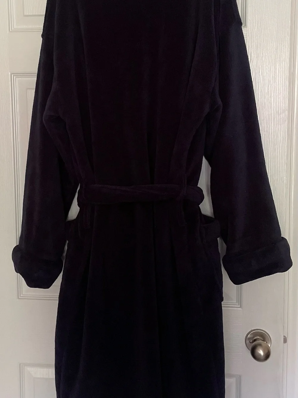 Polo by Ralph Lauren Navy Plush Robe with Red Pony